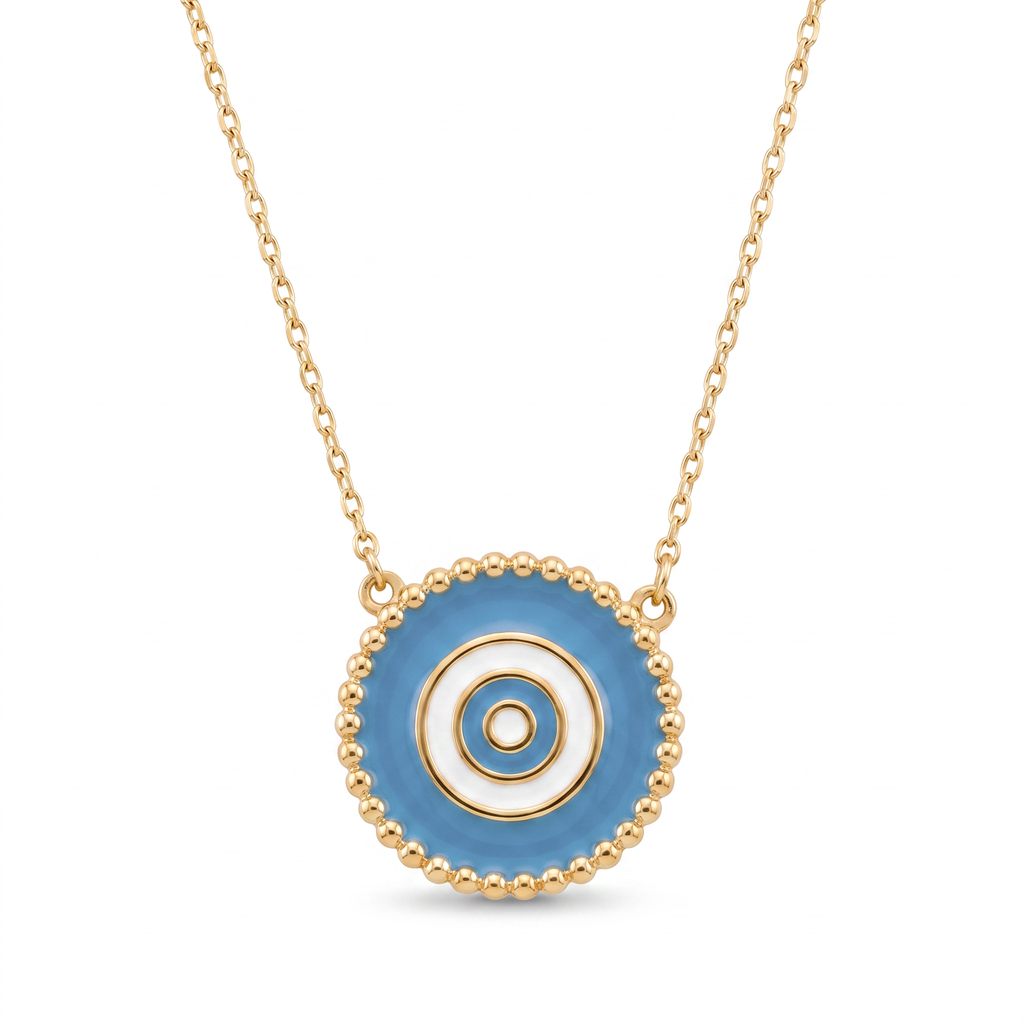 18K Yellow Gold Enamel Necklace