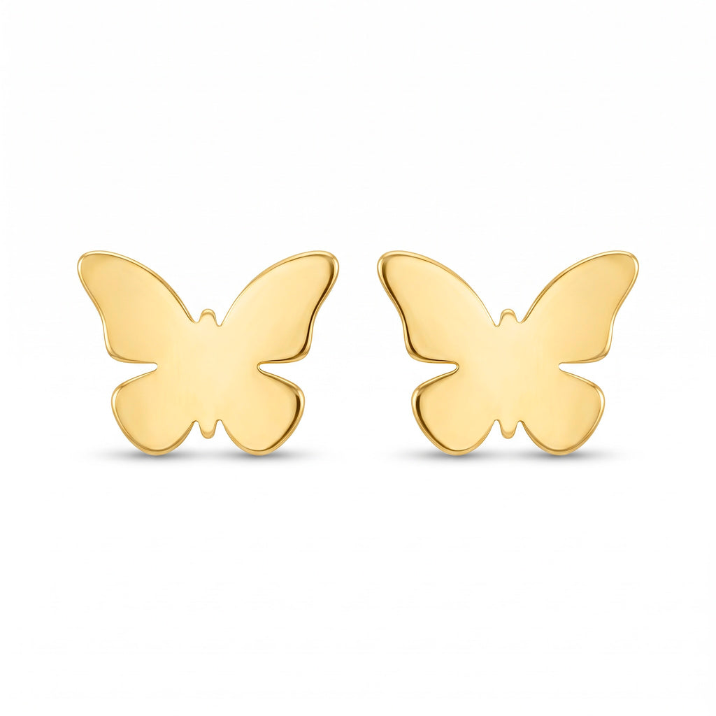 18K Yellow Gold Butterfly Stud Earring