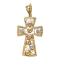 18K Multicolor Gold X-Large Wire Bead Cross Pendant