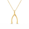 18K Yellow Gold Wishbone Chain Necklace