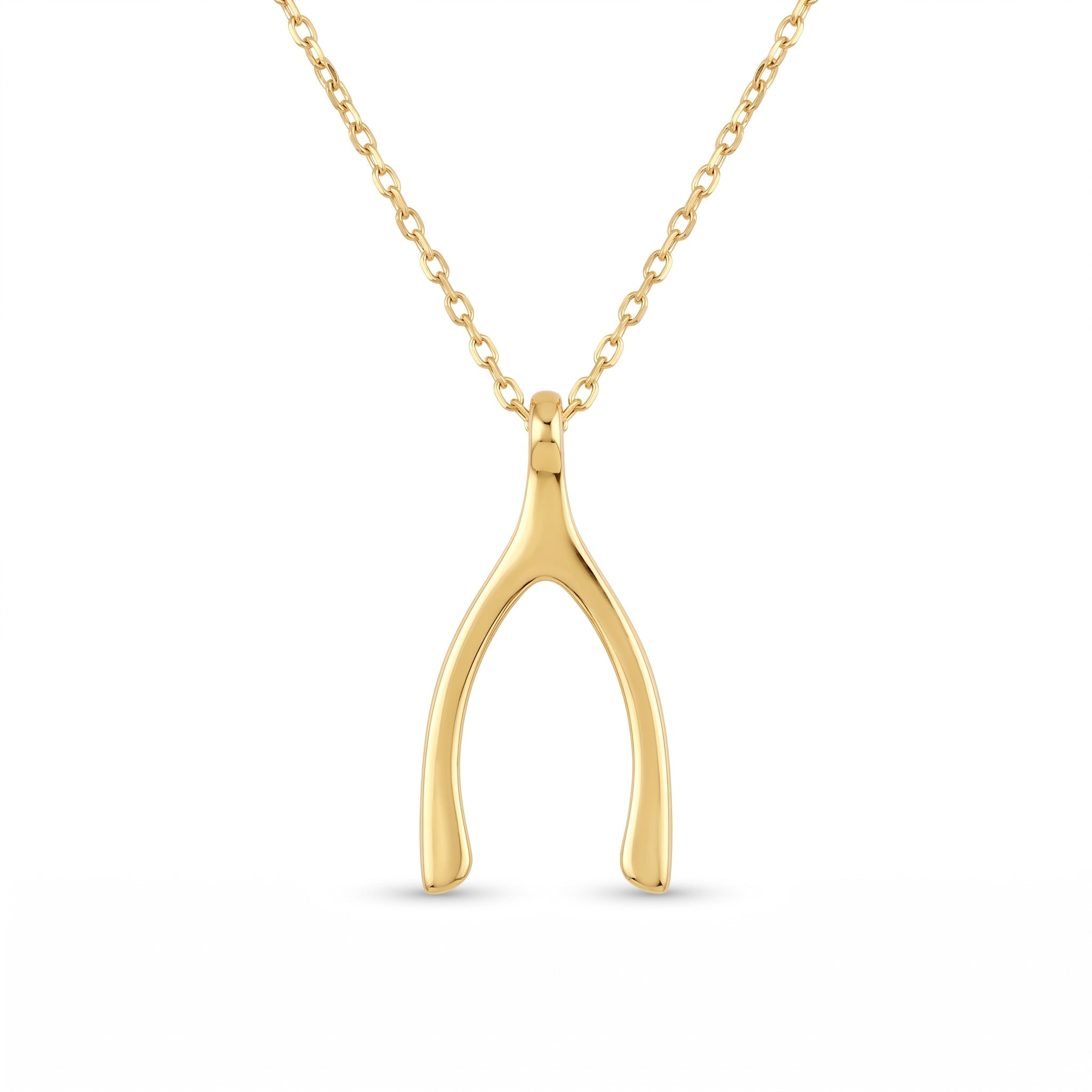 18K Yellow Gold Wishbone Chain Necklace