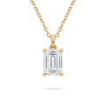 Lab Diamond Yellow Gold Emerald Solitaire Chain Necklace