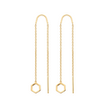 18K Yellow Gold Hexagon Dangle Earrings