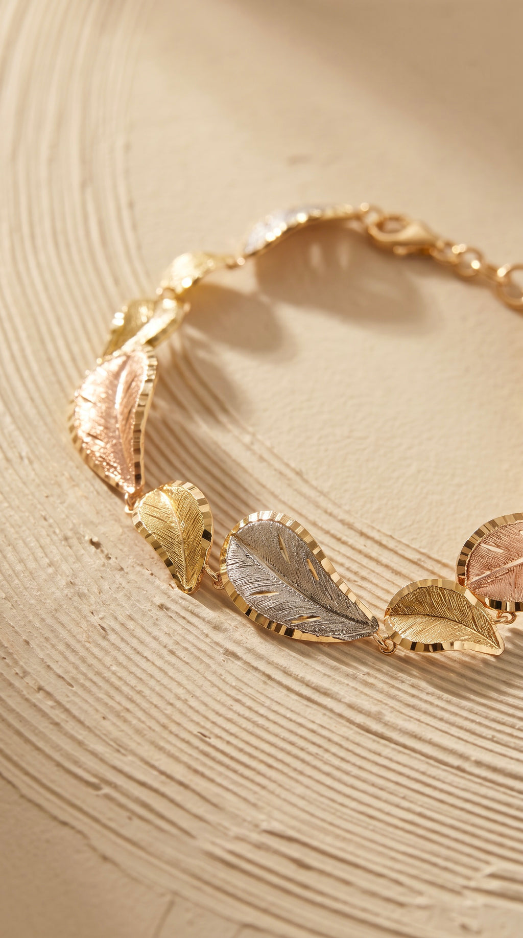 18K Multicolor Gold Leaf Chain Bracelet