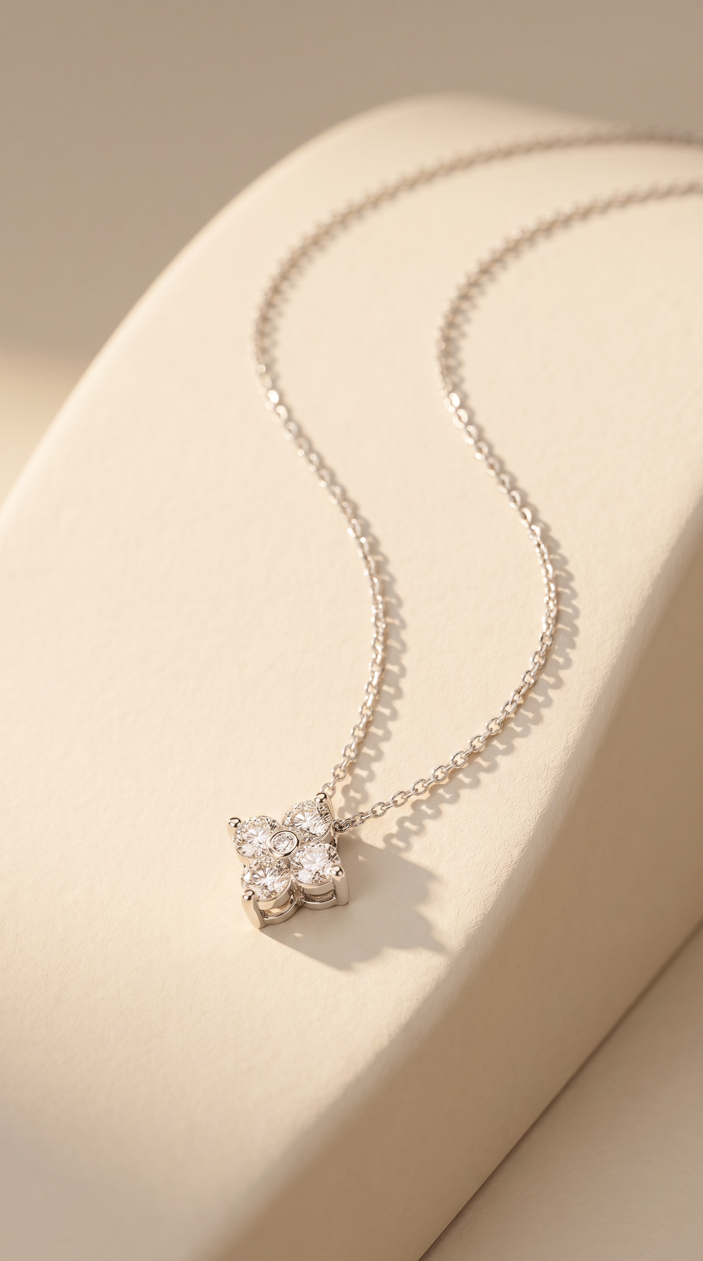 Diamond White Gold Clover Chain Necklace