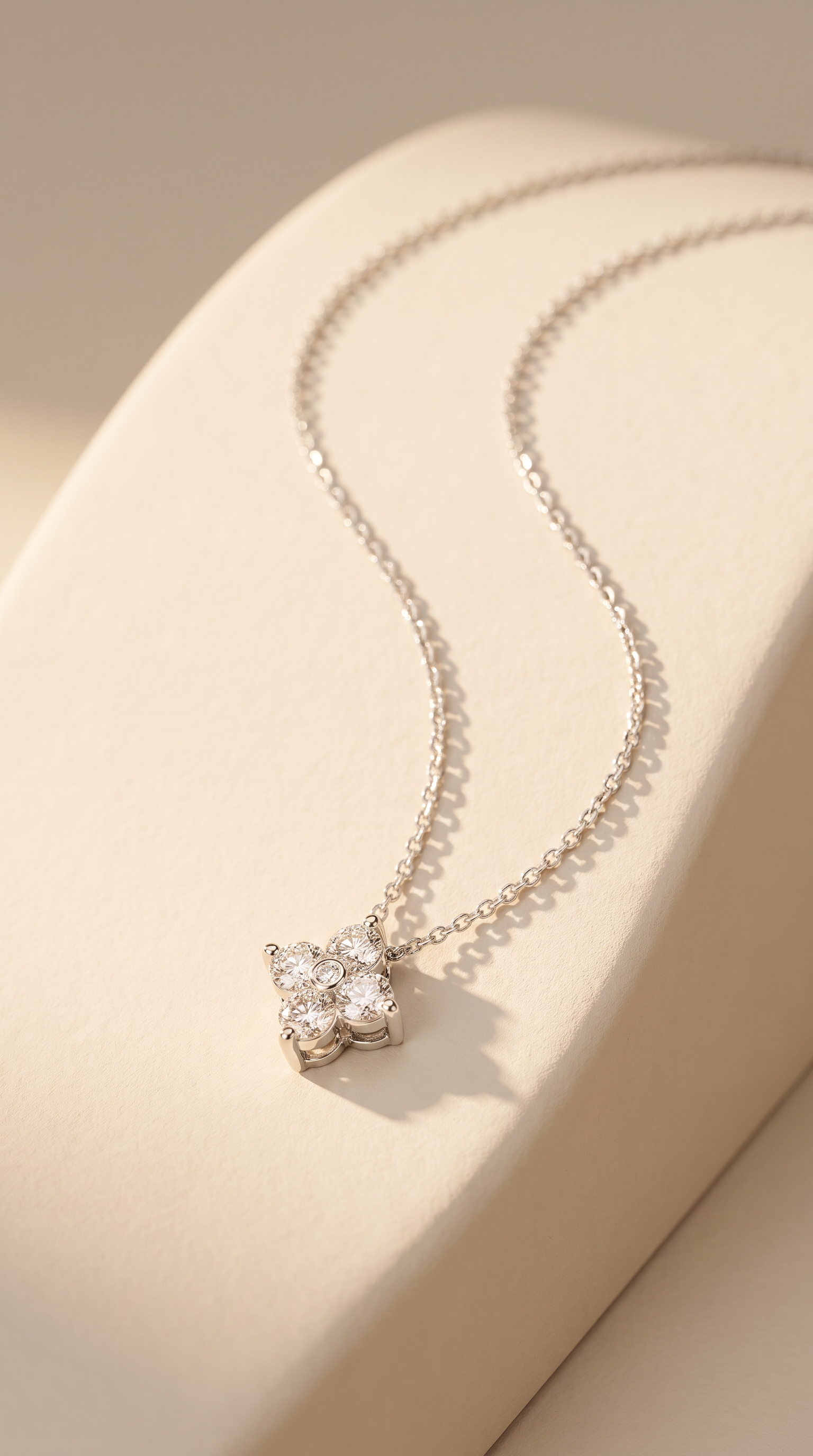Diamond White Gold Clover Chain Necklace
