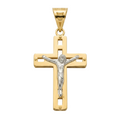 18K Two Tone Gold Crucifix Pendant