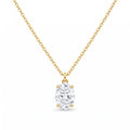 Lab Diamond Yellow Gold Oval Solitaire Chain Necklace