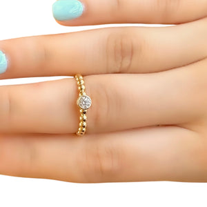18K Gold CZ Charm Ring Size 7.5