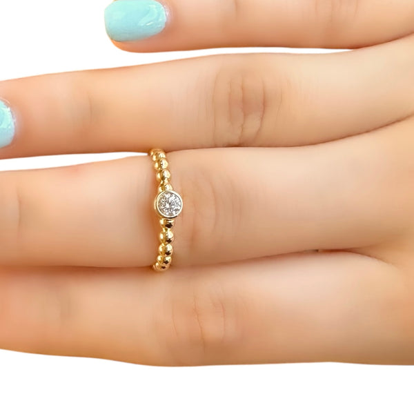 18K Gold CZ Charm Ring Size 7.5