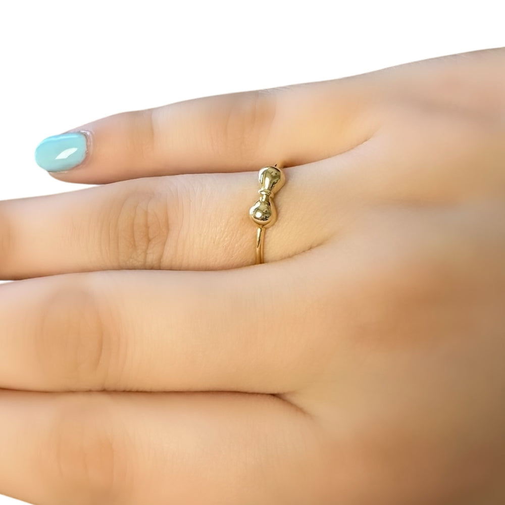 18K Gold Bow Charm Ring Size 7