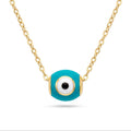 18K Yellow Gold Enamel Evil Eye Necklace