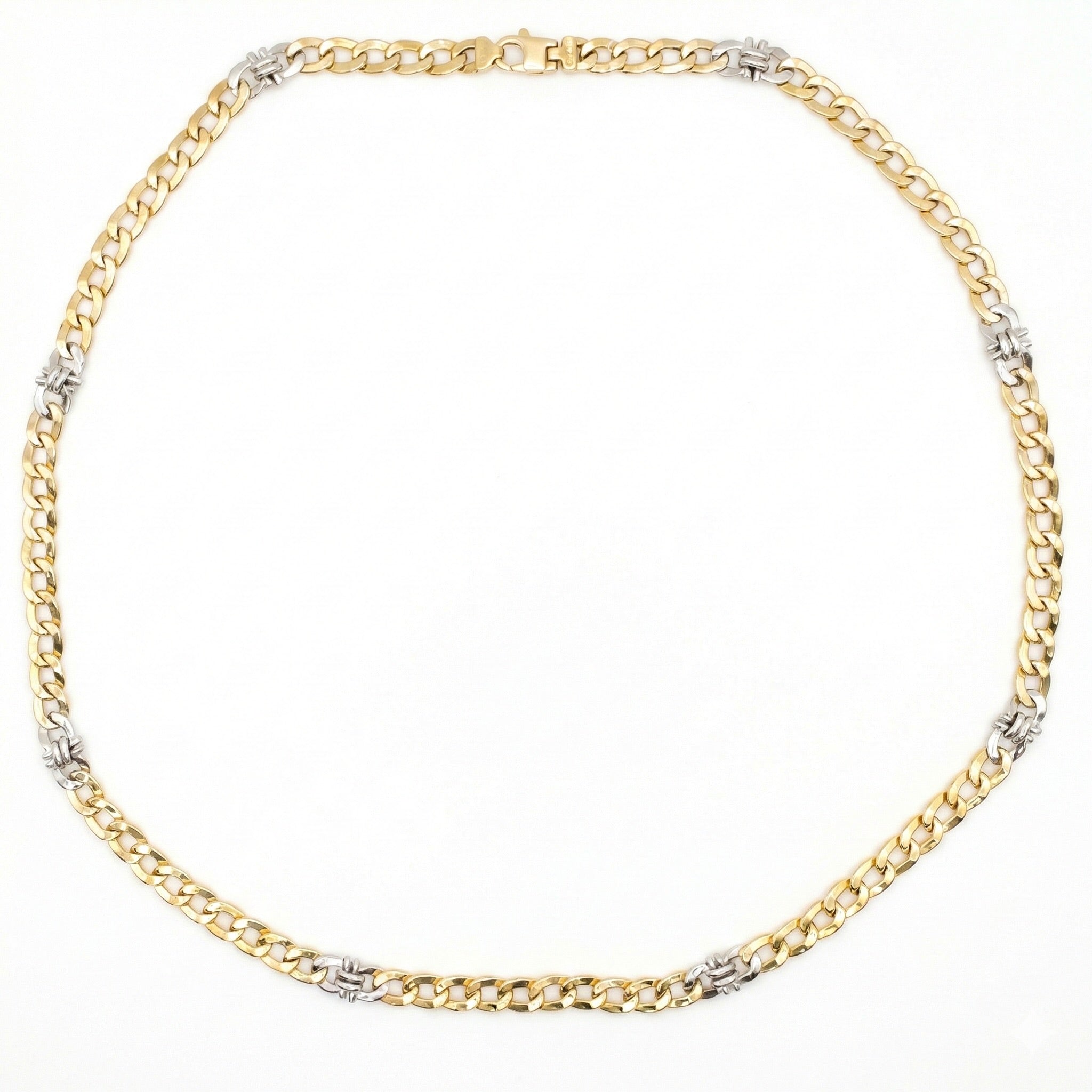 Men 18K Two Tone Gold Chain Necklace
