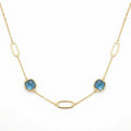 18K Yellow Gold London Blue Topaz Chain Necklace