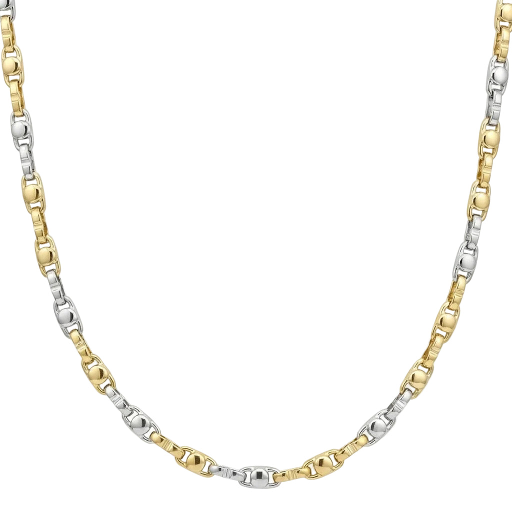 Men 18K Two Tone Gold Chain Necklace