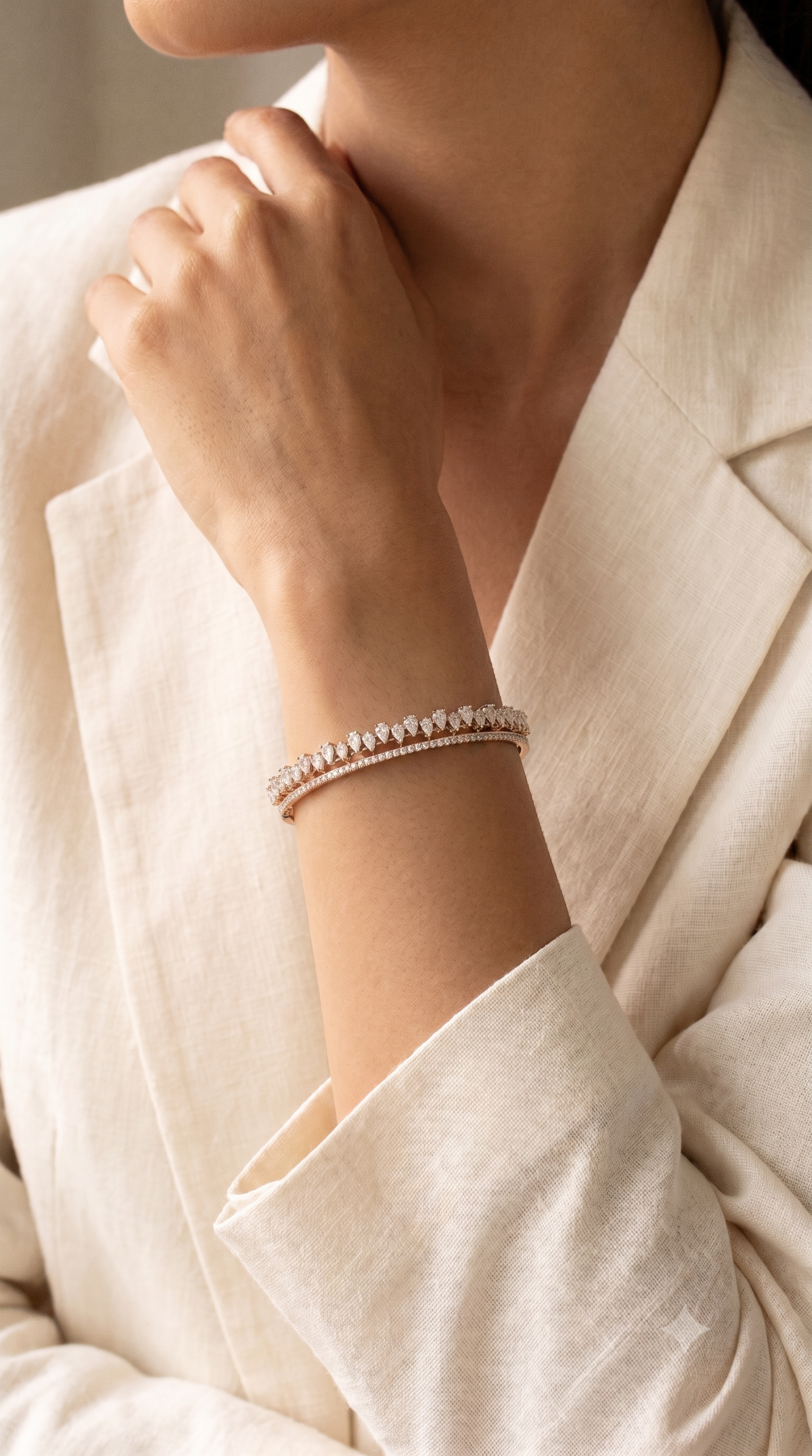 Diamond Two Tone Gold Bangle Bracelet