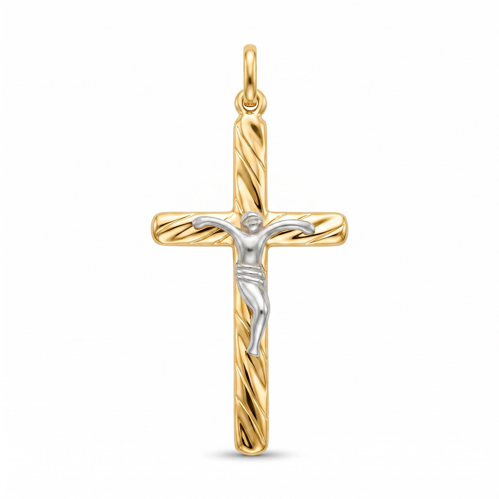 18k Gold Two Tone Crucifix Pendant