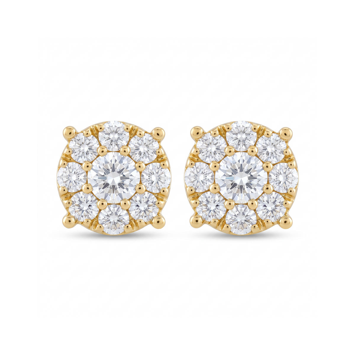 Diamond Yellow Gold 0.91 ctw Stud Earrings