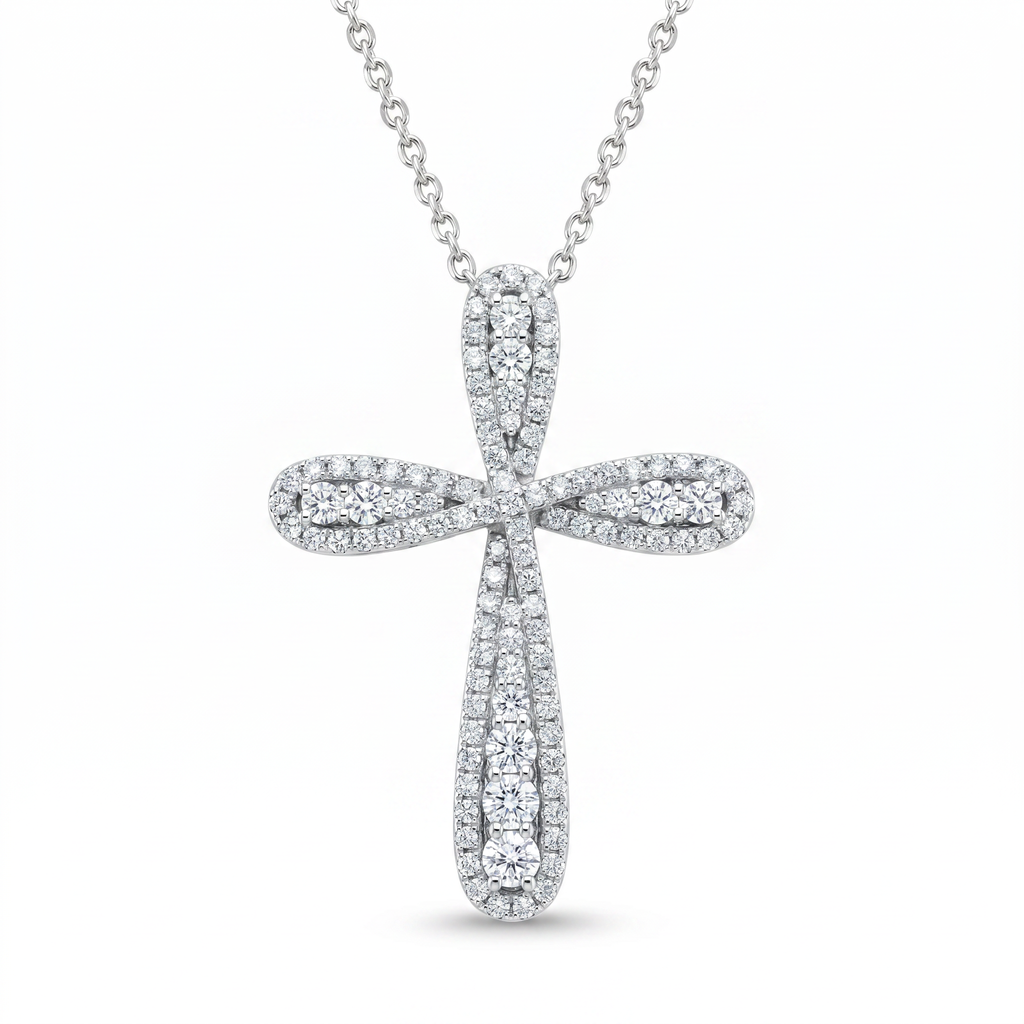 Diamond White Gold Cross Necklace
