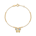 18K Yellow Gold Mother of Pearl Butterfly Motif Bracelet