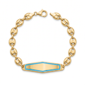 18K Yellow Gold Blue Enamel Baby Plaque Bracelet