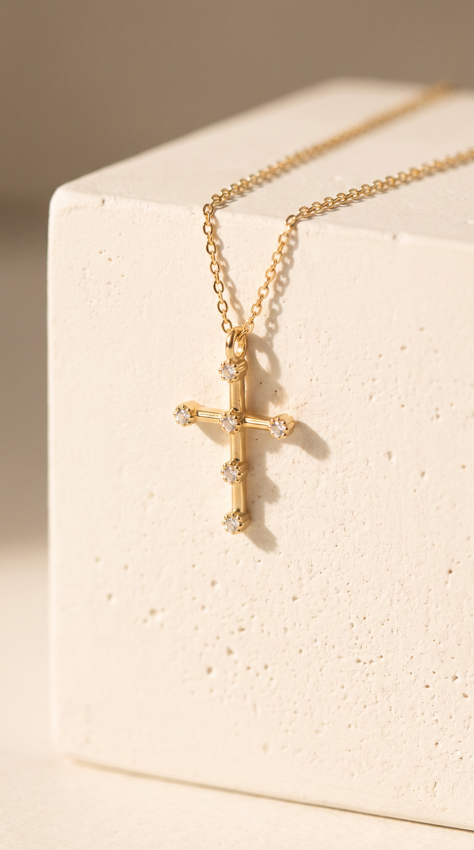 Diamond Yellow Gold Cross Chain Necklace