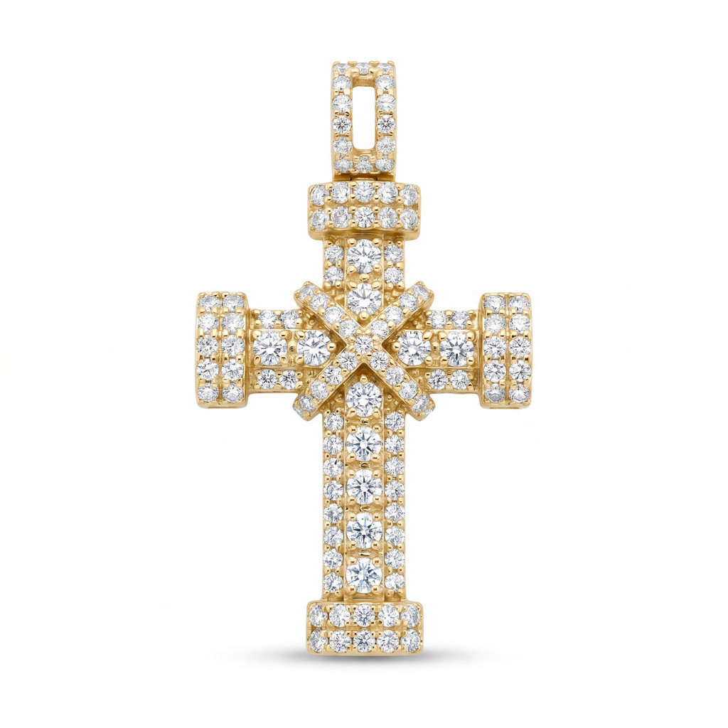 Diamond Yellow Gold Cross Pendant