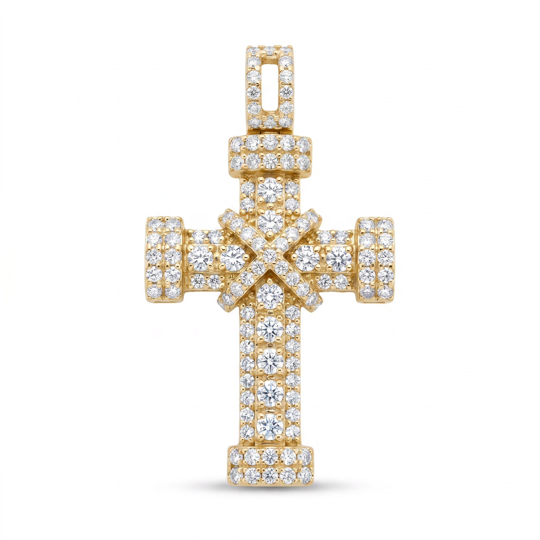 Diamond Yellow Gold Cross Pendant