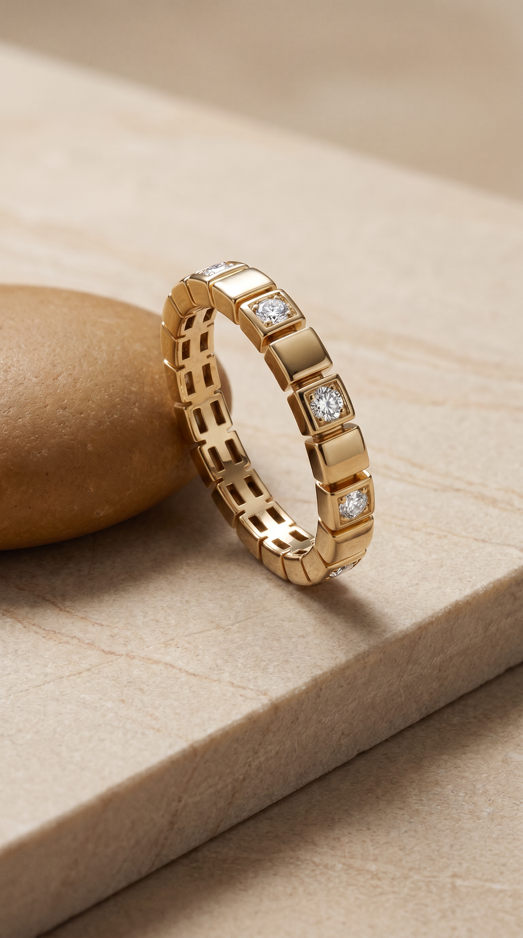 Diamond Yellow Gold Square Band