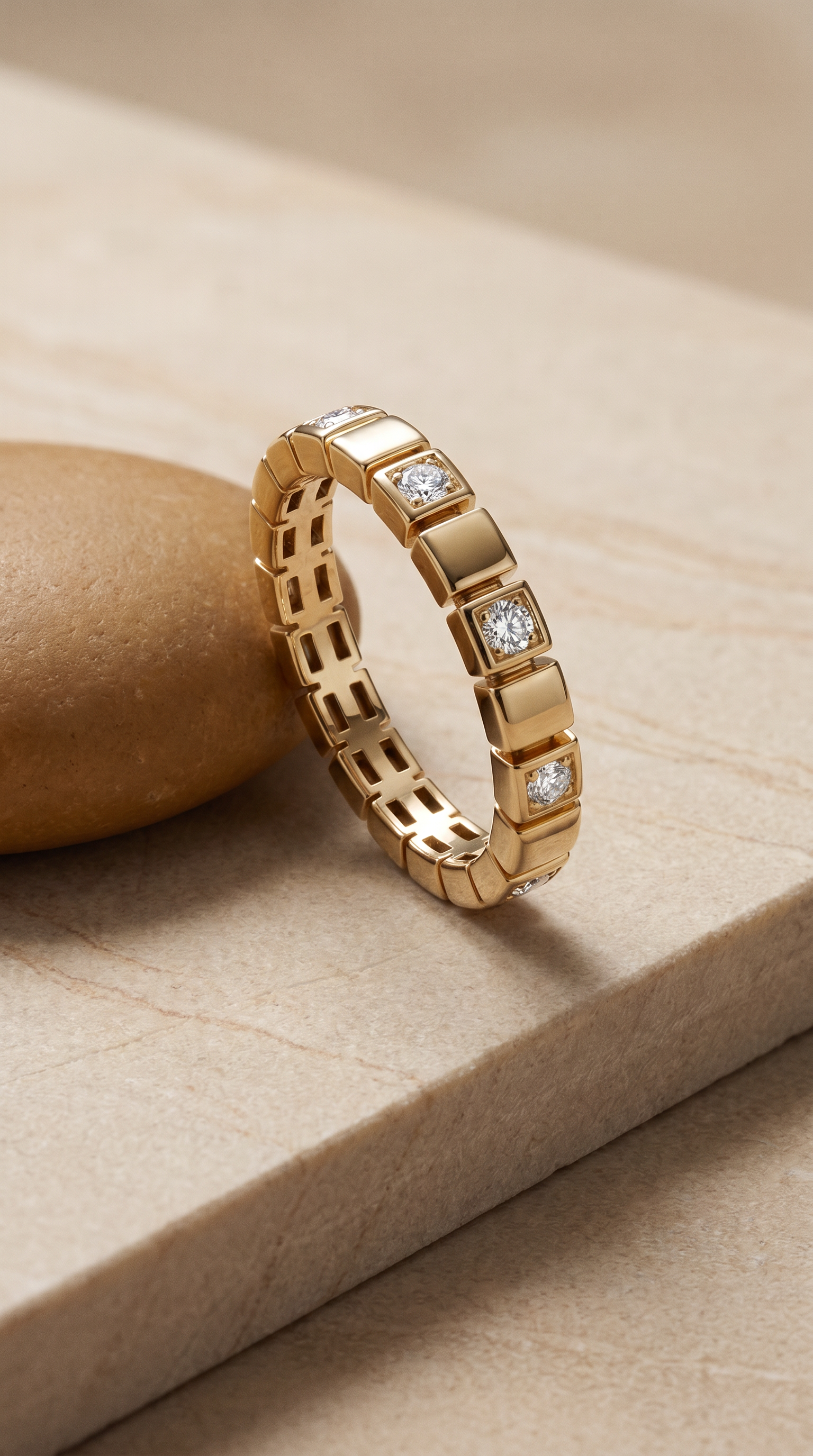 Diamond Yellow Gold Square Band
