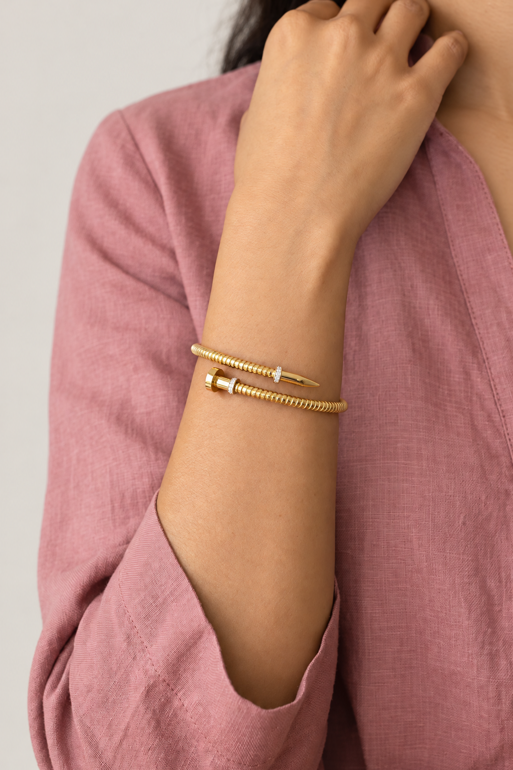 Diamond Two Tone Gold Cuff Bracelet