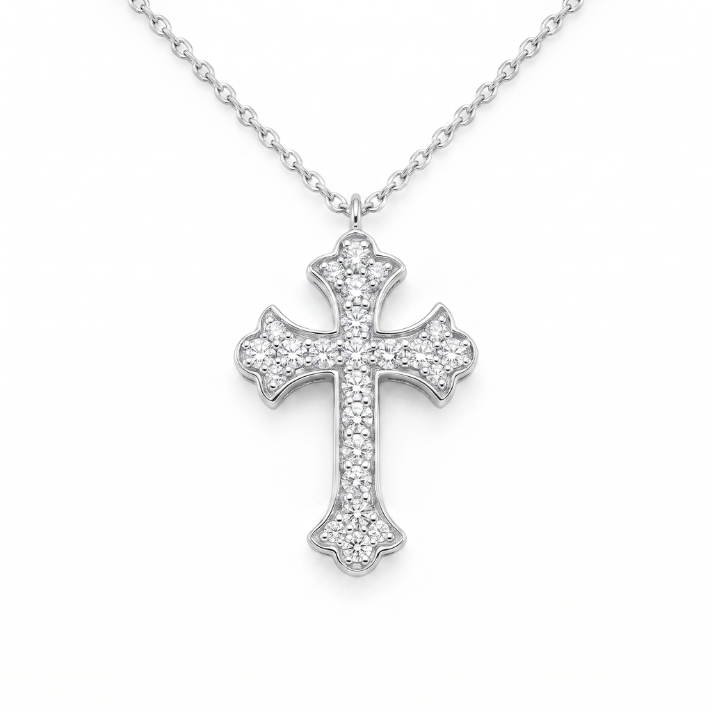 Diamond White Gold Cross Chain Necklace