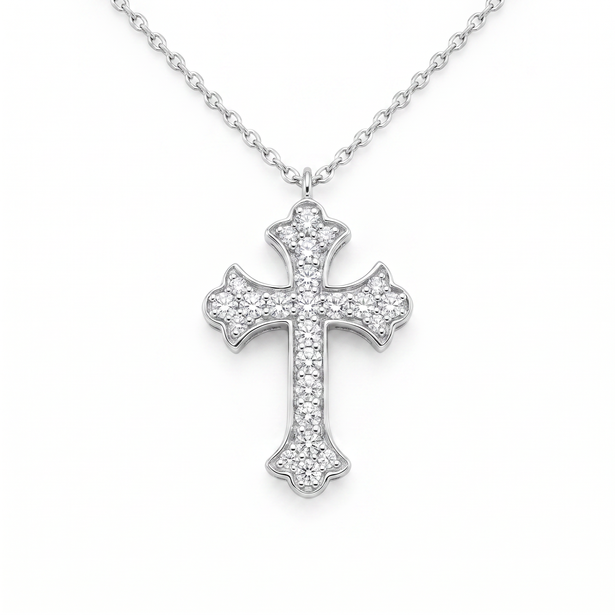 Diamond White Gold Cross Chain Necklace
