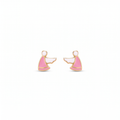 18K Yellow Gold White & Pink Enamel Stud Earring