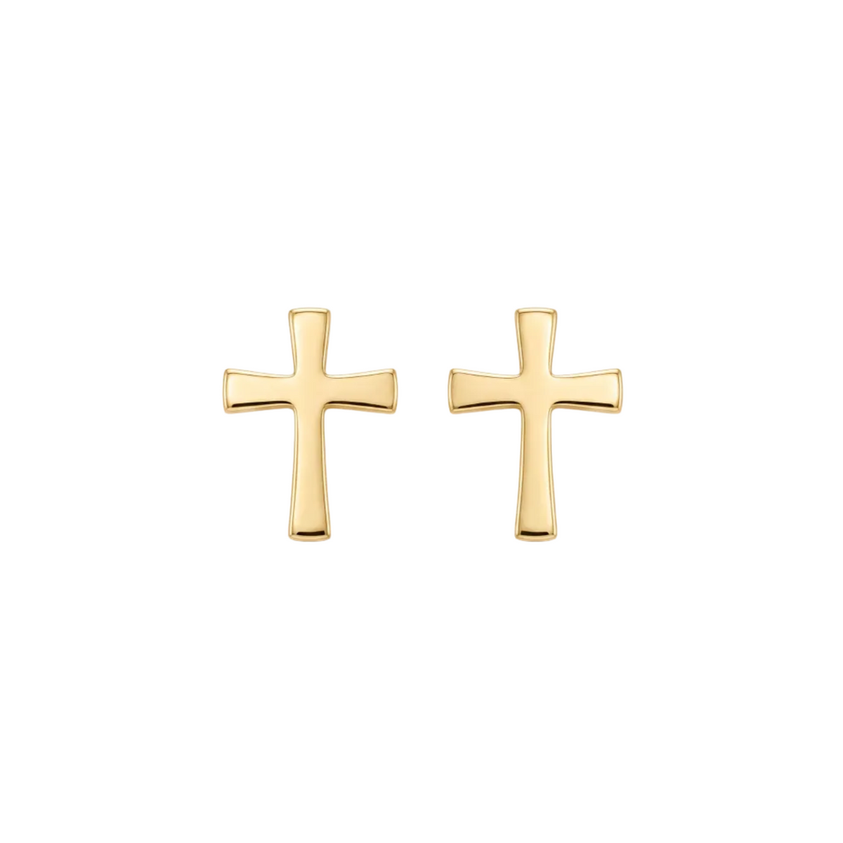 18K Yellow Gold Cross Stud Earring
