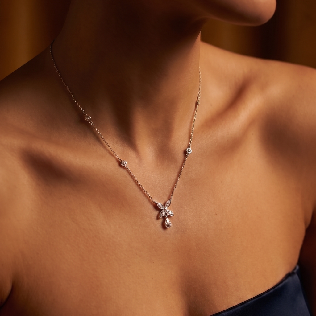Diamond White Gold Butterfly Necklace