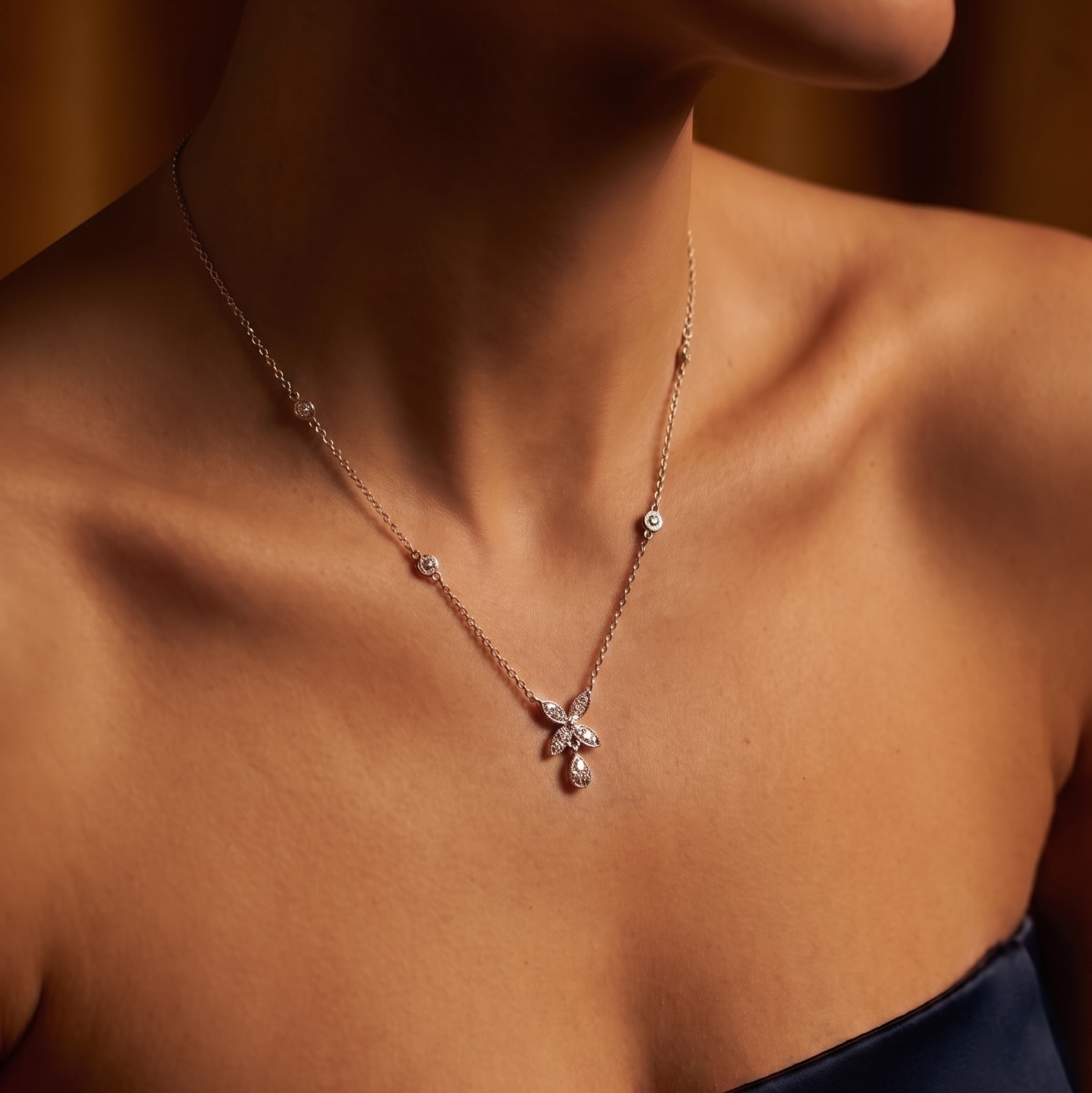 Diamond White Gold Butterfly Necklace