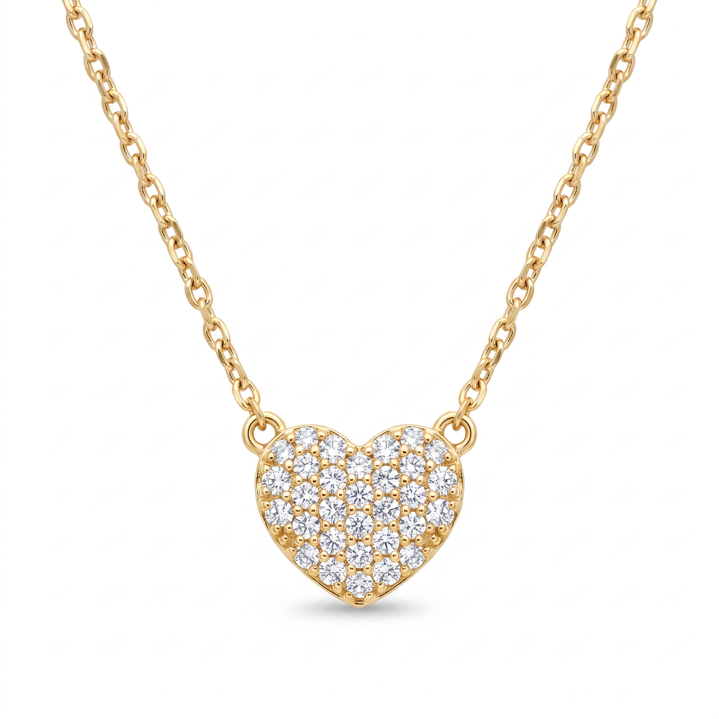 Diamond Yellow Gold Heart Chain Necklace
