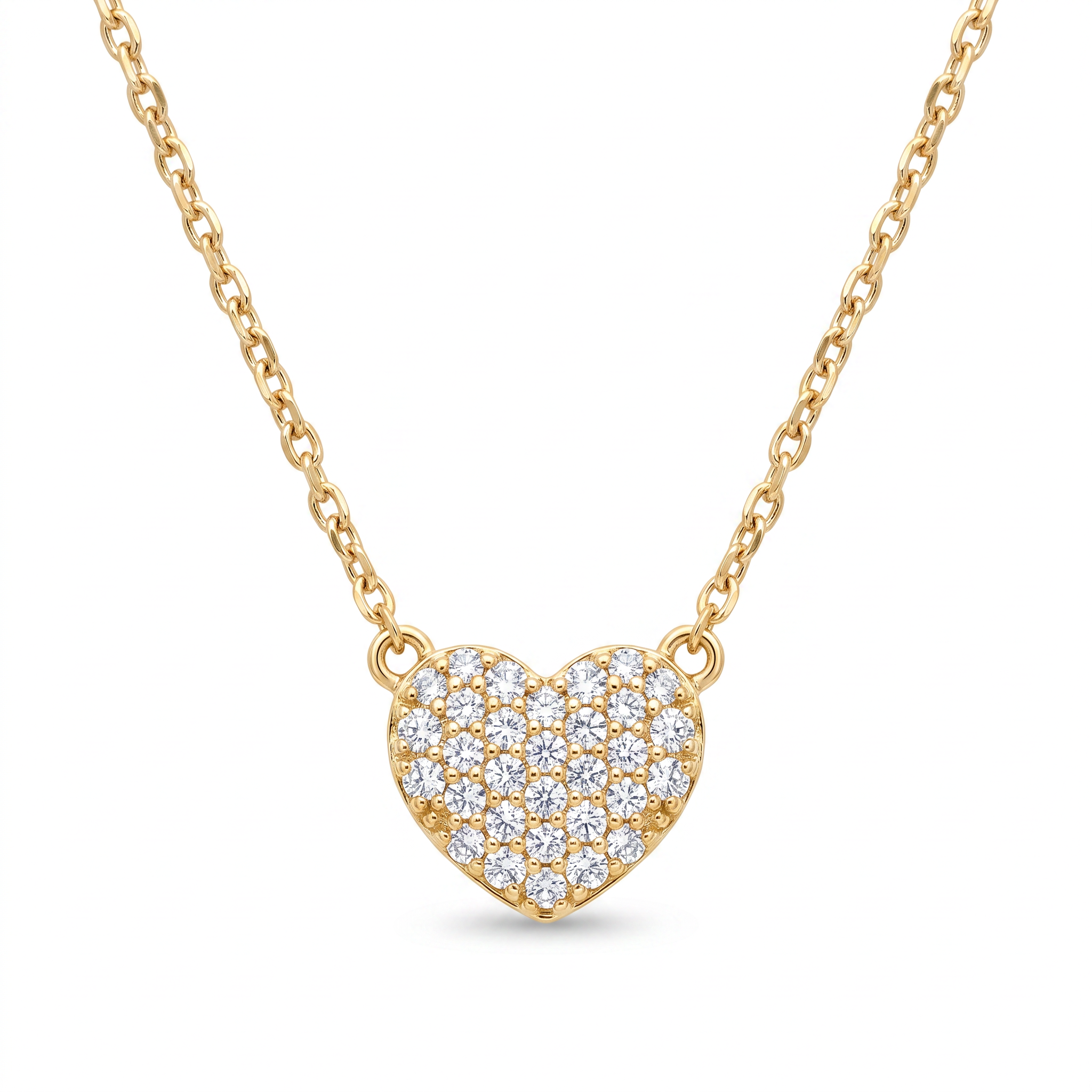 Diamond Yellow Gold Heart Chain Necklace
