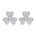 Diamond White Gold Clover Stud Earrings
