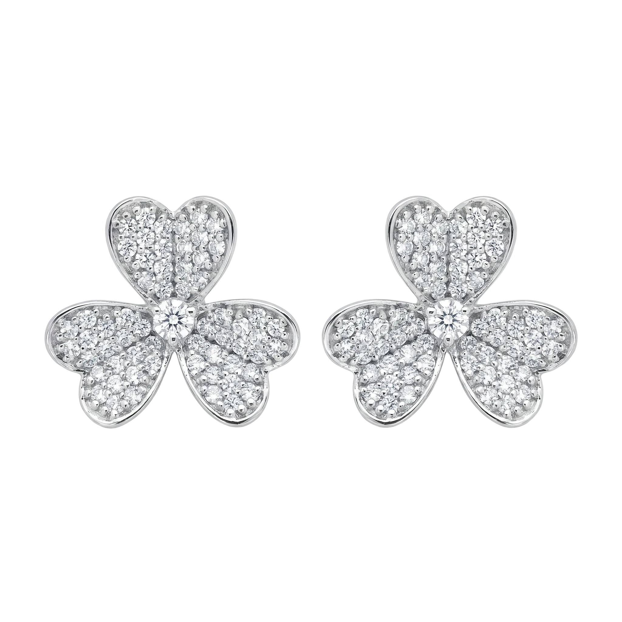 Diamond White Gold Clover Stud Earrings