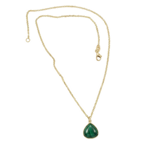 18K Yellow Gold Green Malachite Chain Necklace