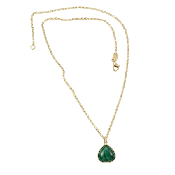 18K Yellow Gold Green Malachite Chain Necklace