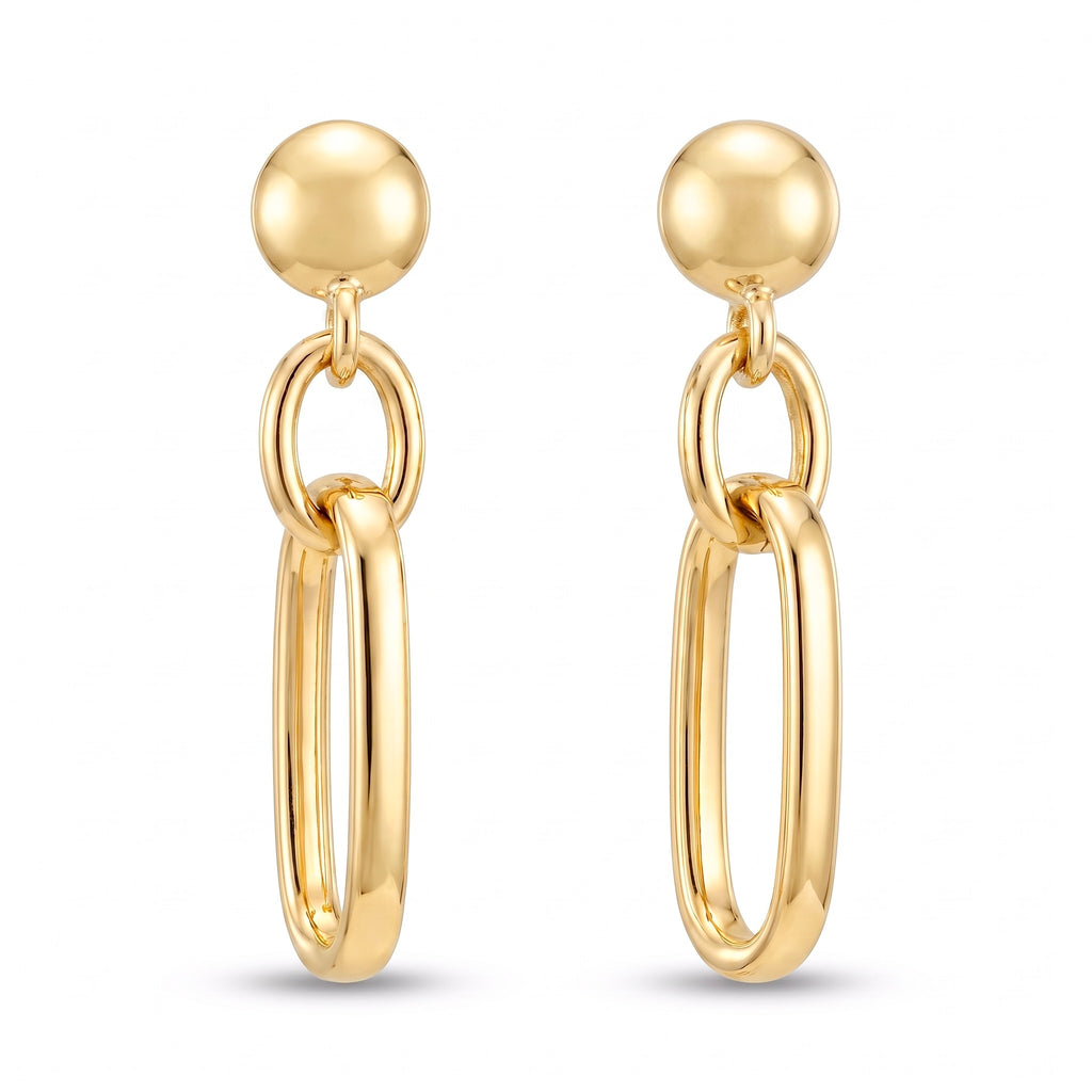 18K Yellow Gold Link Dangle Earring