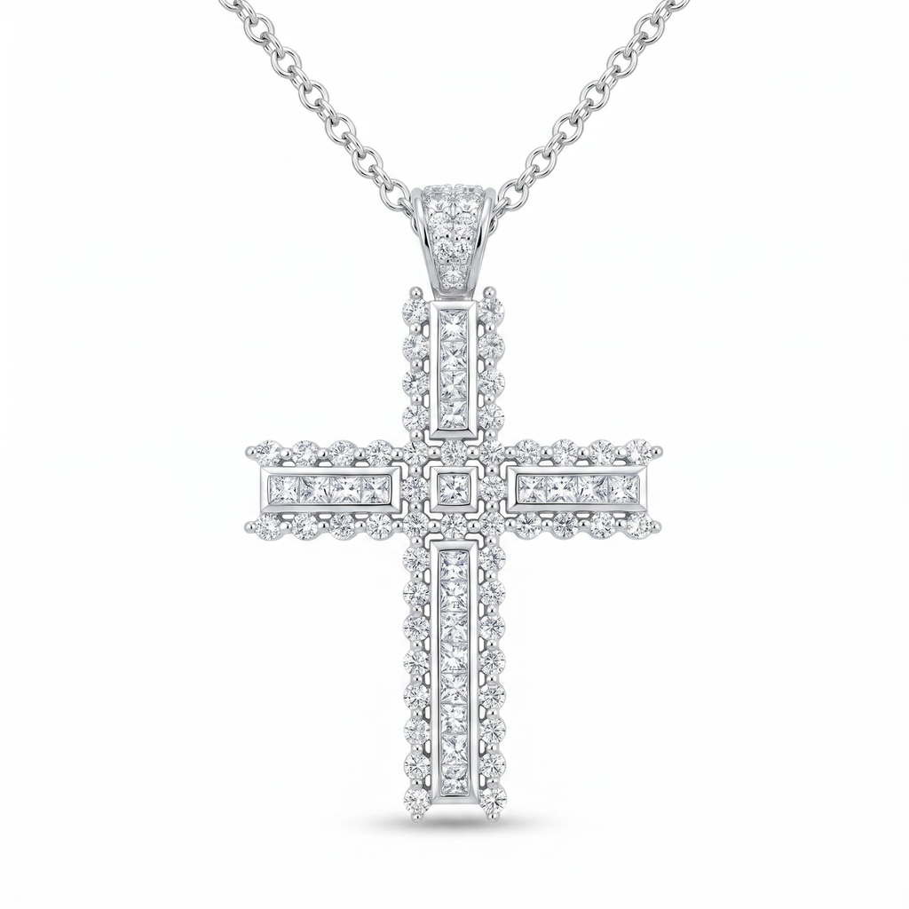 Diamond White Gold Cross Necklace