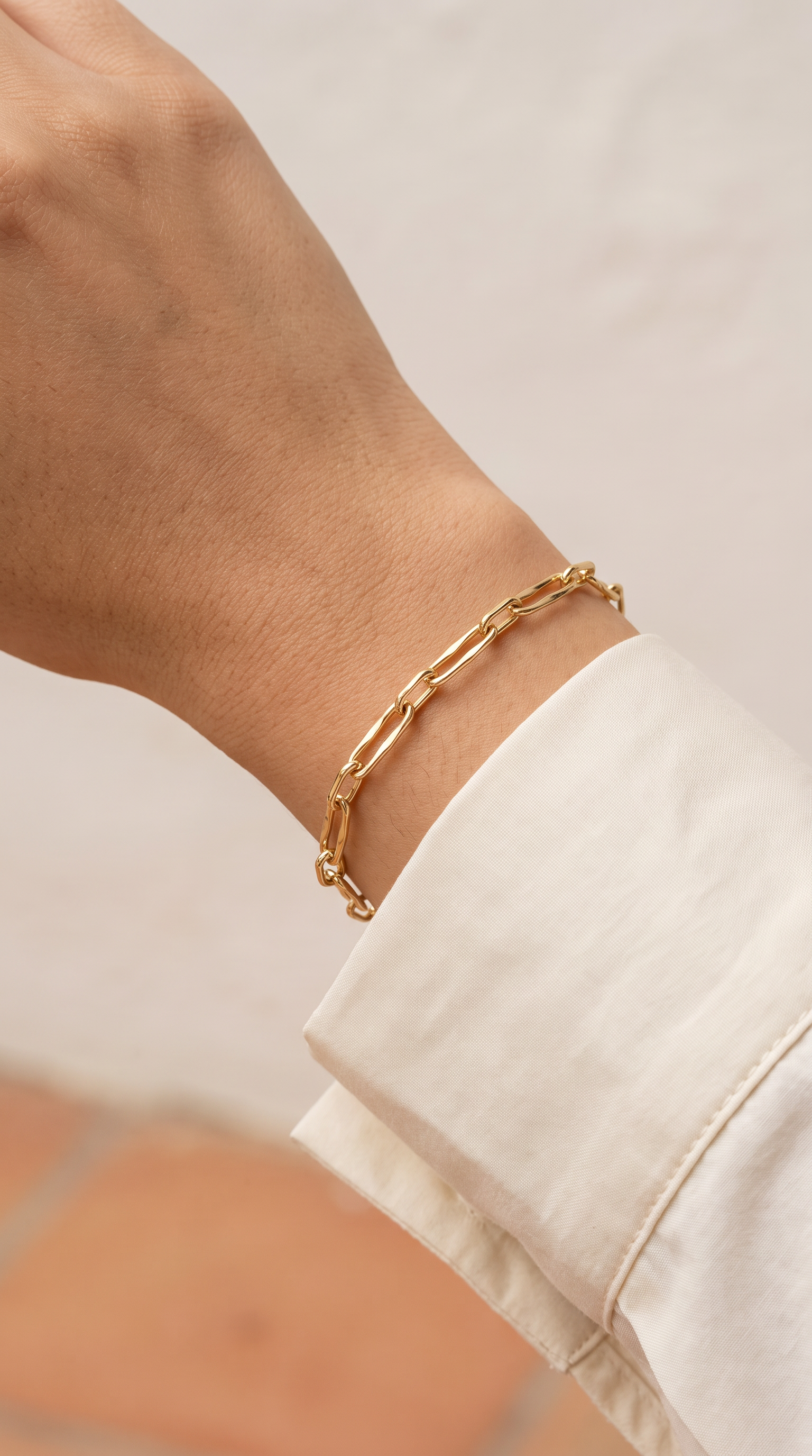 18K Yellow Gold Paper Clip Chain Bracelet