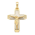 18K Two Tone Gold Crucifix Pendant
