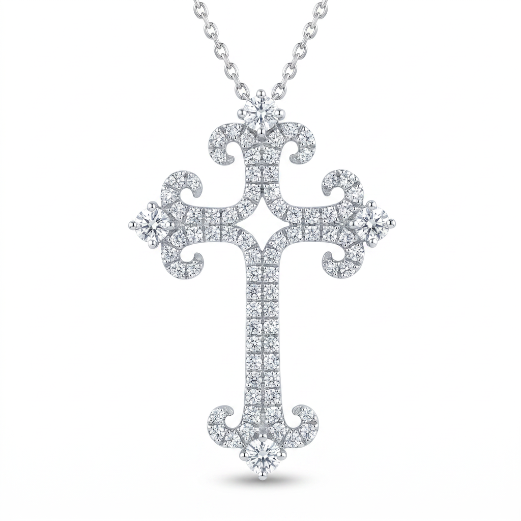 Diamond White Gold Cross Necklace