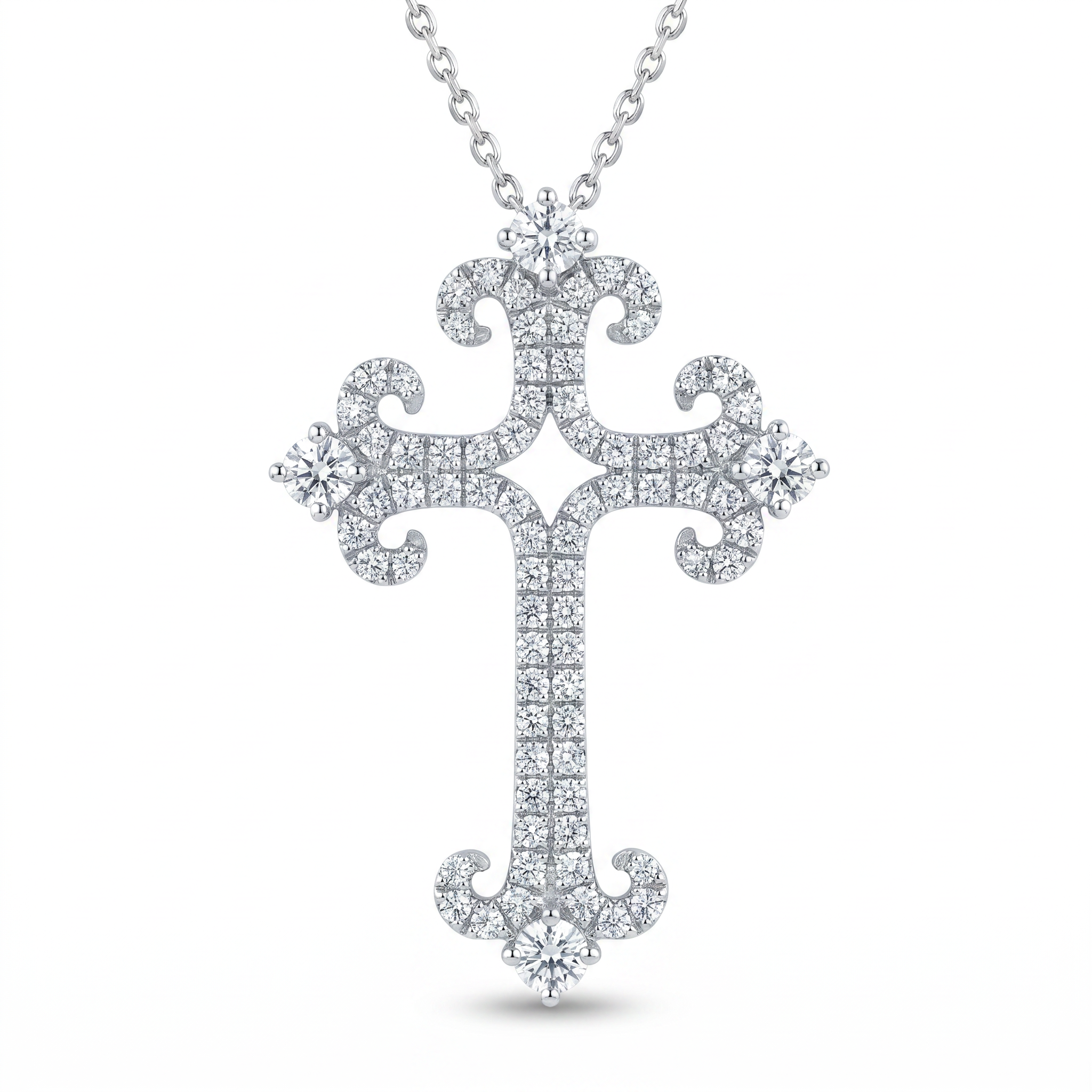 Diamond White Gold Cross Necklace