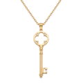 18K Yellow Gold Cubic Zirconia Key Chain Necklace